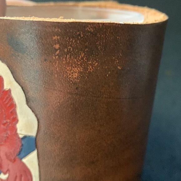 Texas Lone Star State Frosted Glass & Leather Holder - Picture 6 of 9